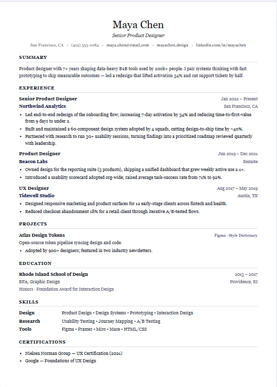 Classic resume template