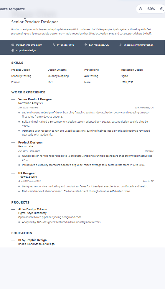 Slate resume template