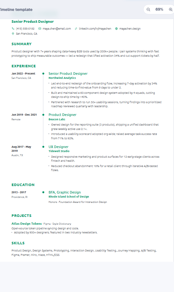 Timeline resume template